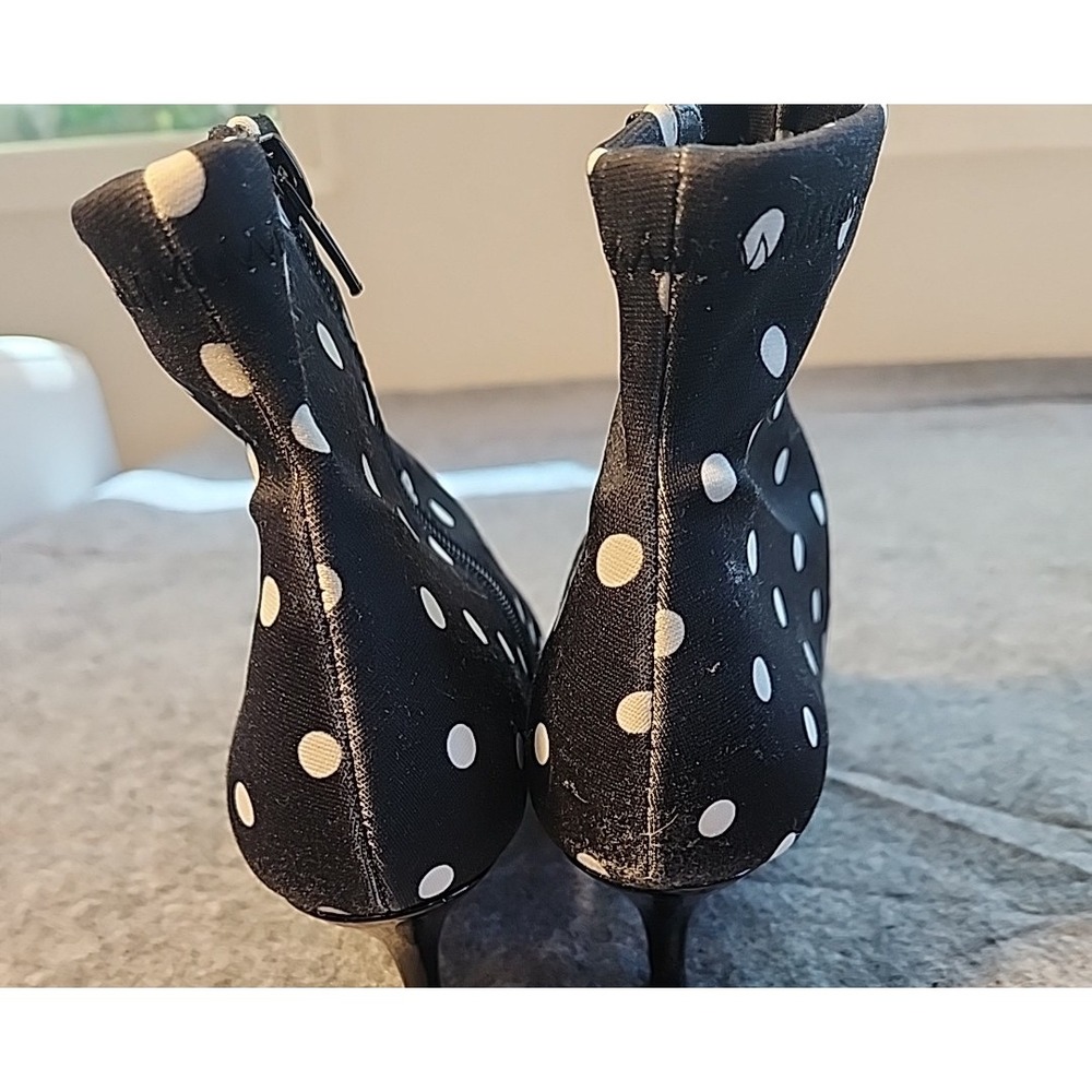 Betsey Johnson Boots Shoes Womens 9.5 Stretch Stiletto Kitten 2" Heel Polka Dots - Picture 4 of 7